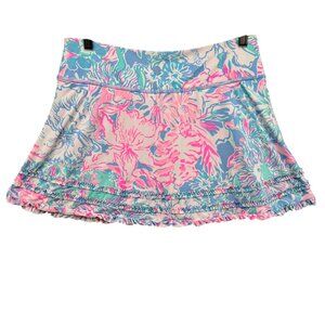 Lilly Pulitzer Luxletic Fionna Skort Skirt Pink Blue Lined Athletic Size M